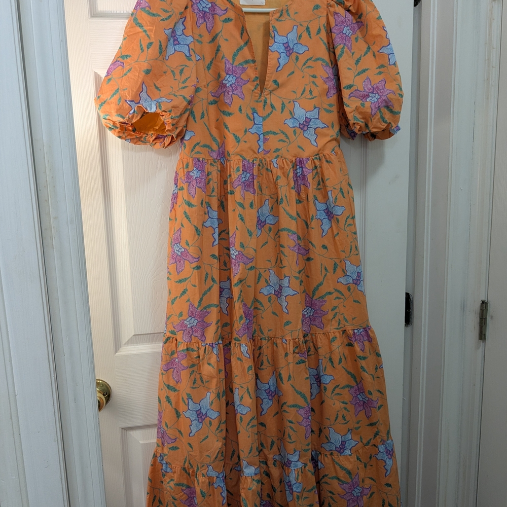 Tuckernuck Orange Floral Long Sleeve Dress